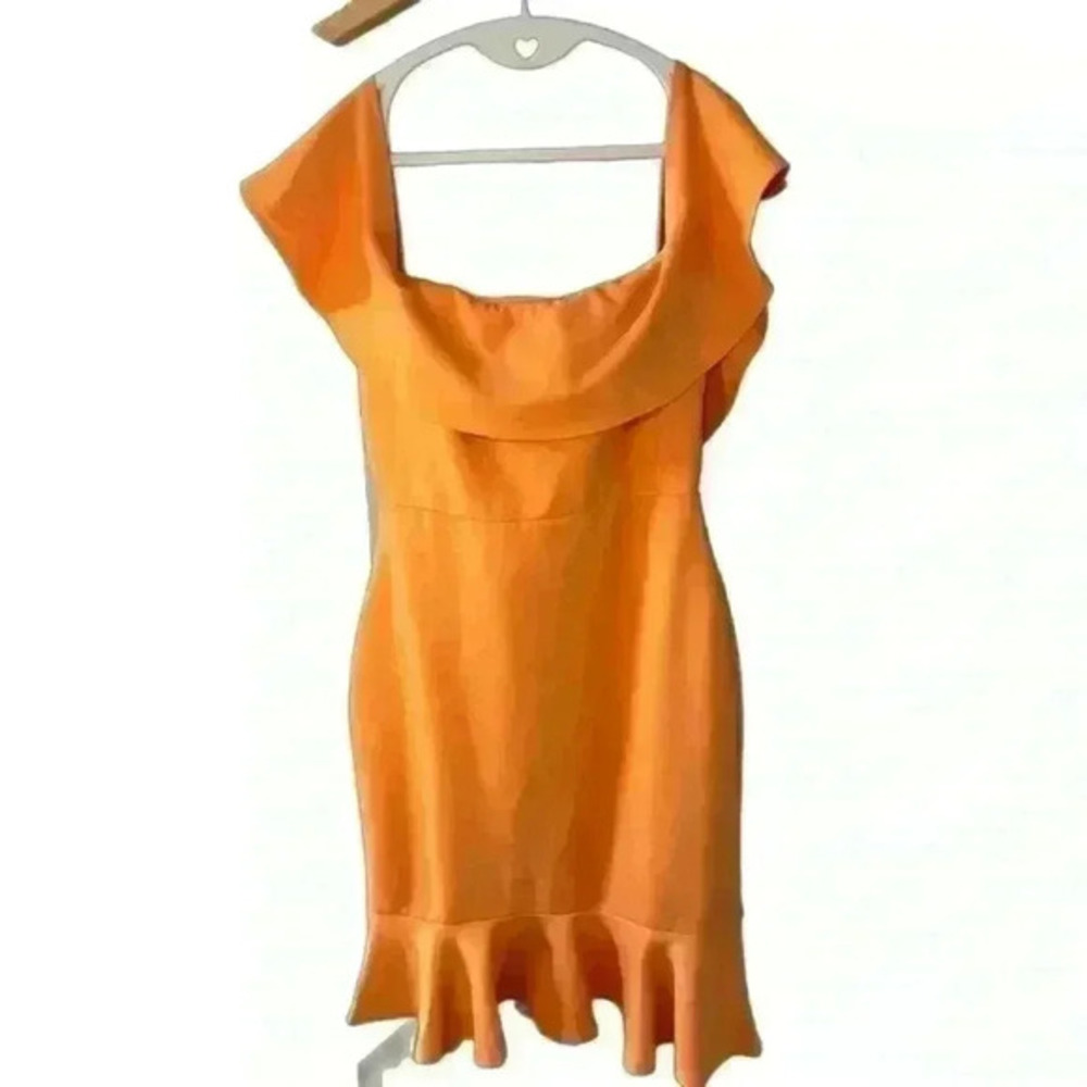 Lulus Confidence Boost Orange Off-the-Shoulder Bodycon Midi Dress - Picture 3 of 6